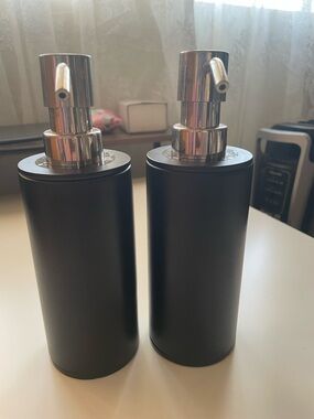 Matte Black Threshold Modern Steel & Plastic Soap Dispensers 15.2oz  - Set of 2